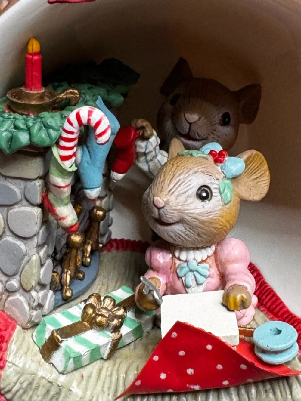 Enesco Holiday Small Pets Figurine in Red, Green, Pink, Gold and Blue